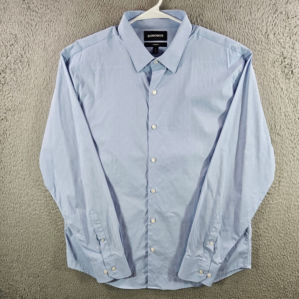 Bonobos Mens Standard Fit Button Down Shirt Blue Geometric Dot Stretch Large